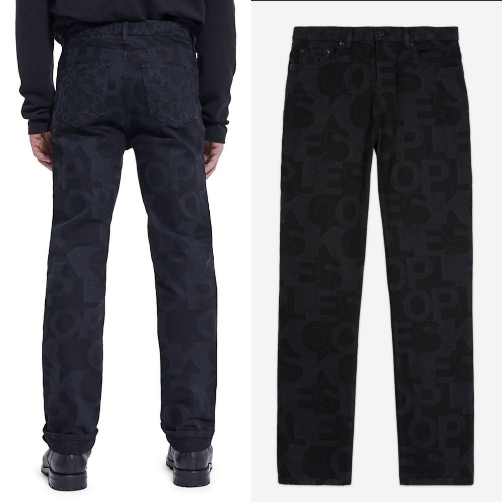 The Kooples Men's Straight-Cut Allover Logo-Print Jeans Size 29 Black